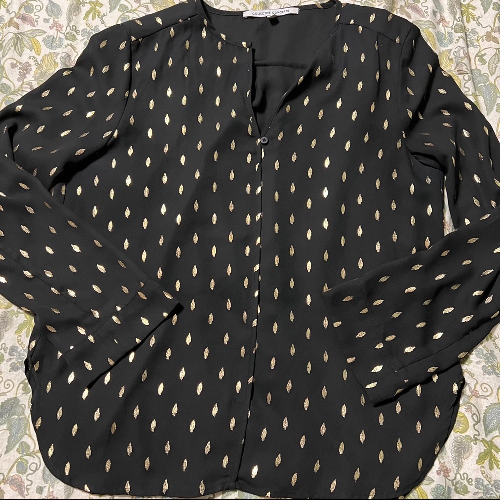 Collective Concepts Blouse with Metallic Ikat Print M - Picture 5 of 11